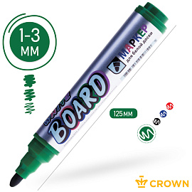 Маркер для белых досок Crown "Multi Board Comfort" зеленый, пулевидный, 3мм