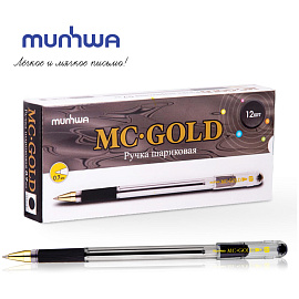 Ручка шариковая MunHwa "MC Gold" черная, 0,7мм, грип, штрих-код