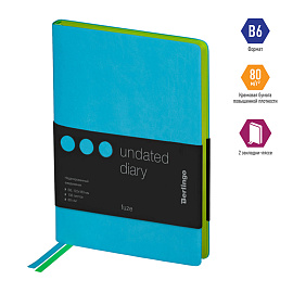 Ежедневник недатированный, В6, 136л., кожзам, Berlingo "Fuze", цветной срез, бирюзовый фото Ежедневник недатированный, В6, 136л., кожзам, Berlingo "Fuze", цветной срез, бирюзовый