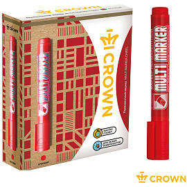 Маркер перманентный Crown "Multi Marker Chisel" красный, скошенный, 5мм фото Маркер перманентный Crown "Multi Marker Chisel" красный, скошенный, 5мм