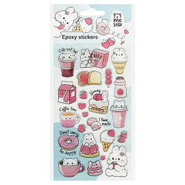 Наклейки гелевые MESHU "Sweet mood", 10*23см, с блестками, пакет европодвес