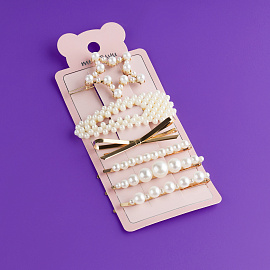 Заколки для волос MESHU, жемчужный цвет, 6шт., европодвес фото Заколки для волос MESHU, жемчужный цвет, 6шт., европодвес