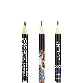 Карандаш ч/г MESHU "Kitsune", HB, заточен., с печатью, с ластиком, ассорти, туба