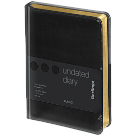 Ежедневник недатированный, А6, 160л., кожзам, Berlingo "xGold", зол. срез, черный