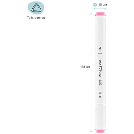 Набор двусторонних маркеров для скетчинга MESHU 06цв., розовые цвета, корпус трехгранный, пулевид./клиновид.наконечники, ПВХ-бокс