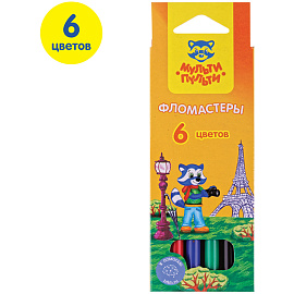 Фломастеры Мульти-Пульти "Енот во Франции", 06цв., смываемые, картон, европодвес фото Фломастеры Мульти-Пульти "Енот во Франции", 06цв., смываемые, картон, европодвес