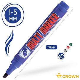 Маркер перманентный Crown "Multi Marker Chisel" синий, скошенный, 5мм фото Маркер перманентный Crown "Multi Marker Chisel" синий, скошенный, 5мм