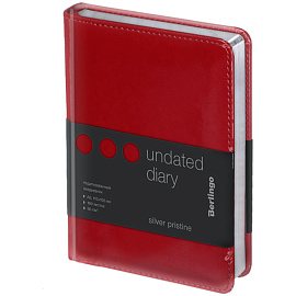 Ежедневник недатированный, А6, 160л., кожзам, Berlingo "Silver Pristine", серебр. срез, красный фото Ежедневник недатированный, А6, 160л., кожзам, Berlingo "Silver Pristine", серебр. срез, красный