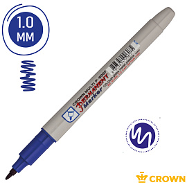 Маркер перманентный Crown "Multi Marker Super Slim" синий, пулевидный, 1мм фото Маркер перманентный Crown "Multi Marker Super Slim" синий, пулевидный, 1мм