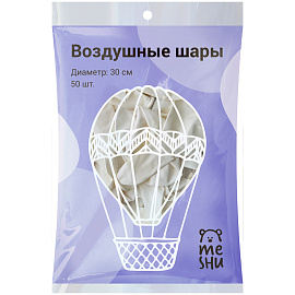 Воздушные шары, 50шт., М12/30см, MESHU, пастель, белый фото Воздушные шары, 50шт., М12/30см, MESHU, пастель, белый