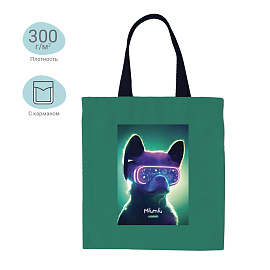 Сумка-шоппер MESHU "MiuMiu", 33*40см, канвас, с карманом фото Сумка-шоппер MESHU "MiuMiu", 33*40см, канвас, с карманом