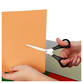 Ножницы OfficeSpace 20см, черные ручки, ПВХ чехол с европодвесом фото Ножницы OfficeSpace 20см, черные ручки, ПВХ чехол с европодвесом