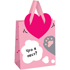 Пакет подарочный 18*23*10см MESHU "Give love", фольга, матовая ламинация
