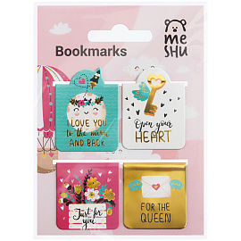 Закладки магнитные для книг, 4шт., MESHU "Key to heart