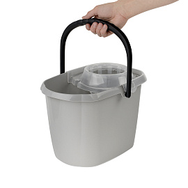 Ведро пластиковое OfficeClean с отжимом, прямоугольное, серое, 12л фото Ведро пластиковое OfficeClean с отжимом, прямоугольное, серое, 12л