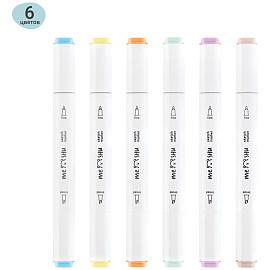 Набор двусторонних маркеров для скетчинга MESHU 06цв., пастельные цвета, корпус трехгранный, пулевид./клиновид.наконечники, ПВХ-бокс