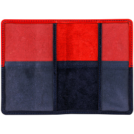 Обложка для паспорта OfficeSpace "Duo", кожа, красный+синий, тиснение фольгой