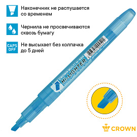 Текстовыделитель Crown "Multi Hi-Lighter" голубой, 1-4мм фото Текстовыделитель Crown "Multi Hi-Lighter" голубой, 1-4мм
