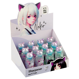 Точилка пластиковая MESHU "Neko", 1 отверстие, ассорти фото Точилка пластиковая MESHU "Neko", 1 отверстие, ассорти