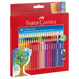 Карандаши цветные Faber-Castell "Grip", 48цв., трехгран., заточен., картон., европодвес фото Карандаши цветные Faber-Castell "Grip", 48цв., трехгран., заточен., картон., европодвес