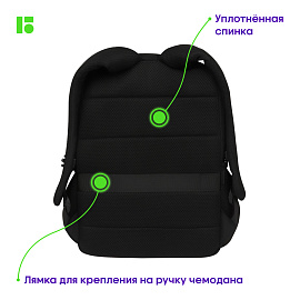 Рюкзак Berlingo City "Strict black" 42*29*17см, 2 отделения, 3 кармана, отделение для ноутбука, эргономическая спинка