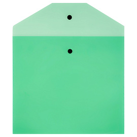 Папка-конверт на кнопке СТАММ А5+, 120мкм, пластик, прозрачная, зеленая