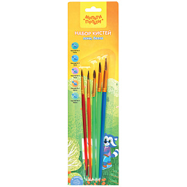 Набор кистей Мульти-Пульти 5шт., пони № 2, 3, 5 круглые, белка № 6, 8, круглые, блистер, европодвес