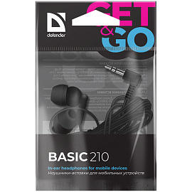 Наушники DEFENDER Basic 210, проводные, кабель 1,2 м, вкладыши, черные, 63211 фото Наушники DEFENDER Basic 210, проводные, кабель 1,2 м, вкладыши, черные, 63211