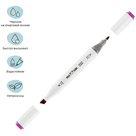 Набор двусторонних маркеров для скетчинга MESHU 12цв., ягодные цвета, корпус трехгранный, пулевид./клиновид.наконечники, ПВХ-бокс фото Набор двусторонних маркеров для скетчинга MESHU 12цв., ягодные цвета, корпус трехгранный, пулевид./клиновид.наконечники, ПВХ-бокс