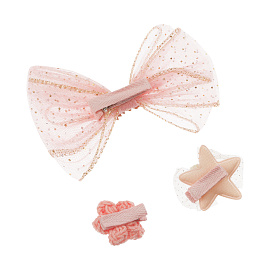 Заколки для волос MESHU с топперами, 3шт., розовый, европодвес фото Заколки для волос MESHU с топперами, 3шт., розовый, европодвес