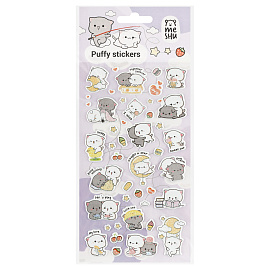 Наклейки объемные MESHU "Cute kittens", 10*23см, с блестками, пакет европодвес