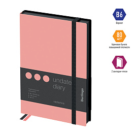 Ежедневник недатированный, В6, 136л., кожзам, Berlingo "Instinct", черный/фламинго, с резинкой