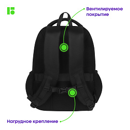 Рюкзак Berlingo City "Comfort black" 42*29*17см, 3 отделения, 3 кармана, отделение для ноутбука, эргономическая спинка