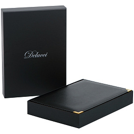 Ежедневник недатированный, А6, 160л., кожа, Delucci, фактурная кожа, черный, зол. срез