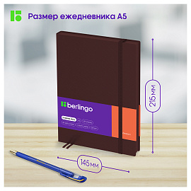 Ежедневник недатированный, А5, 136л., кожзам, Berlingo "Western", с резинкой, коричневый