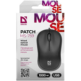 Мышь проводная Defender Patch MS-759 черная (52759)