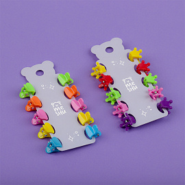 Заколки для волос MESHU, неоновые мини-крабики, 1см, 10шт., европодвес фото Заколки для волос MESHU, неоновые мини-крабики, 1см, 10шт., европодвес