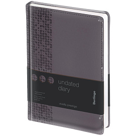 Ежедневник недатированный, А5, 160л., кожзам, Berlingo "Vivella Prestige", серый фото Ежедневник недатированный, А5, 160л., кожзам, Berlingo "Vivella Prestige", серый