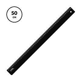 Линейка 50см СТАММ, пластиковая, непрозрачная, черная фото Линейка 50см СТАММ, пластиковая, непрозрачная, черная