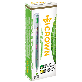 Ручка гелевая Crown "Glitter Metal Jell" светло-зеленая с блестками, 1,0мм