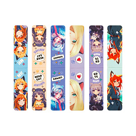 Закладки магнитные для книг, 6шт., MESHU "Neko", глянцевая ламинация фото Закладки магнитные для книг, 6шт., MESHU "Neko", глянцевая ламинация