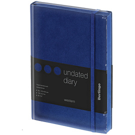 Ежедневник недатированный, В6, 136л., кожзам, Berlingo "Western", с резинкой, синий