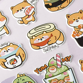 Наклейки объемные MESHU "Shiba Inu,", 10*23см, пакет европодвес