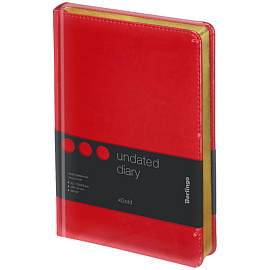 Ежедневник недатированный, А5, 160л., кожзам, Berlingo "xGold", зол. срез, красный фото Ежедневник недатированный, А5, 160л., кожзам, Berlingo "xGold", зол. срез, красный