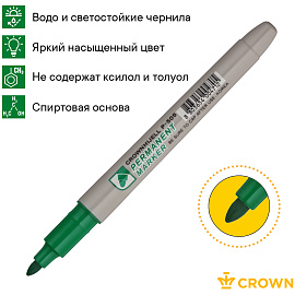 Маркер перманентный Crown "Multi Marker Slim" зеленый, пулевидный, 2мм фото Маркер перманентный Crown "Multi Marker Slim" зеленый, пулевидный, 2мм