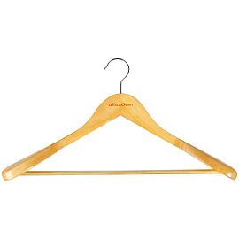 Вешалка-плечики OfficeClean, деревянная, анатомическая, антискользящая перекладина, 45см, цвет сосна