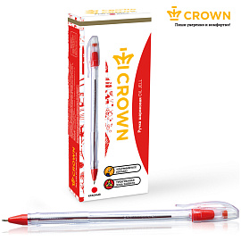 Ручка шариковая Crown "Oil Jell" красная, 0,7мм, штрих-код фото Ручка шариковая Crown "Oil Jell" красная, 0,7мм, штрих-код