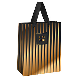 Пакет подарочный 18*23*10см MESHU "Strict lines", фольга, матовая ламинация