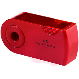 Точилка пластиковая Faber-Castell "Sleeve" 2 отверстия, контейнер, красная/синяя