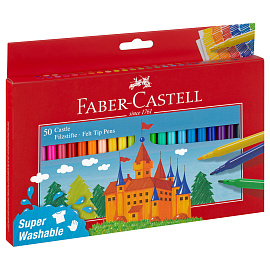 Фломастеры Faber-Castell "Замок", 50цв., смываемые, картон, европодвес фото Фломастеры Faber-Castell "Замок", 50цв., смываемые, картон, европодвес